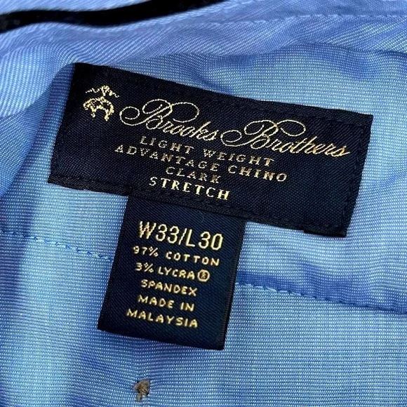 Brooks Brothers Clark Advantage Chino Pants Khaki Tan Mens 33x30* Stretch Cotton - Picture 8 of 9